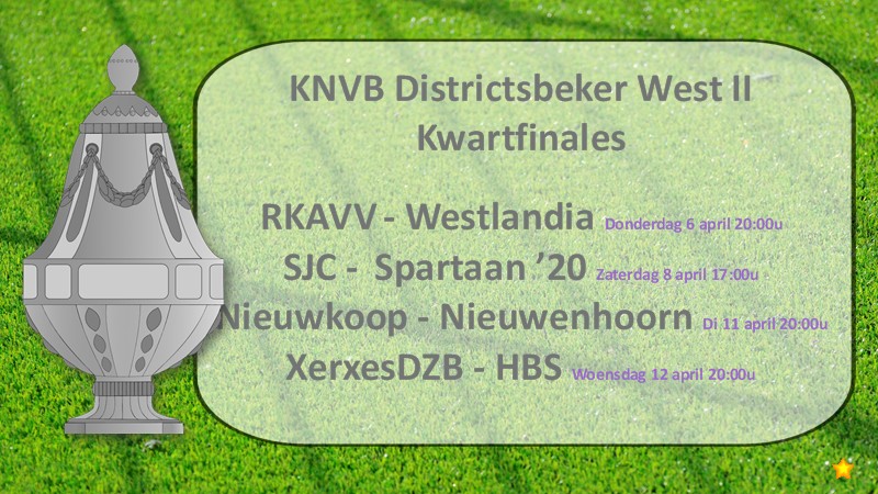 Loting kwartfinales KNVB Districtsbeker WEST II